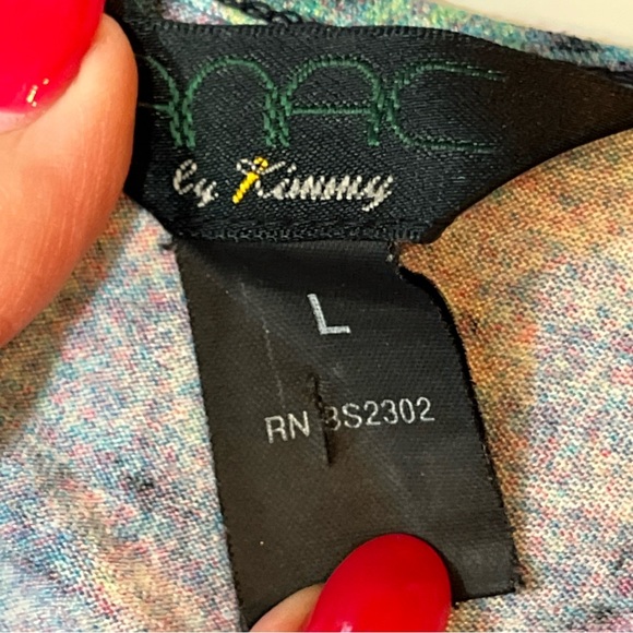 ANAC romantic V Neck Wrap shirt MIXED PRINTS Art to Wear purple women large top - Picture 11 of 15